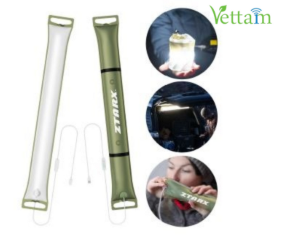 Vettam USB Inflatable LED Tube Light T90, Portable In-Line Camping and Outdoor Light