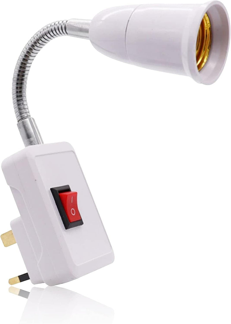 UK Plug to E27 Socket Adapter with Switch, 22cm Lead
