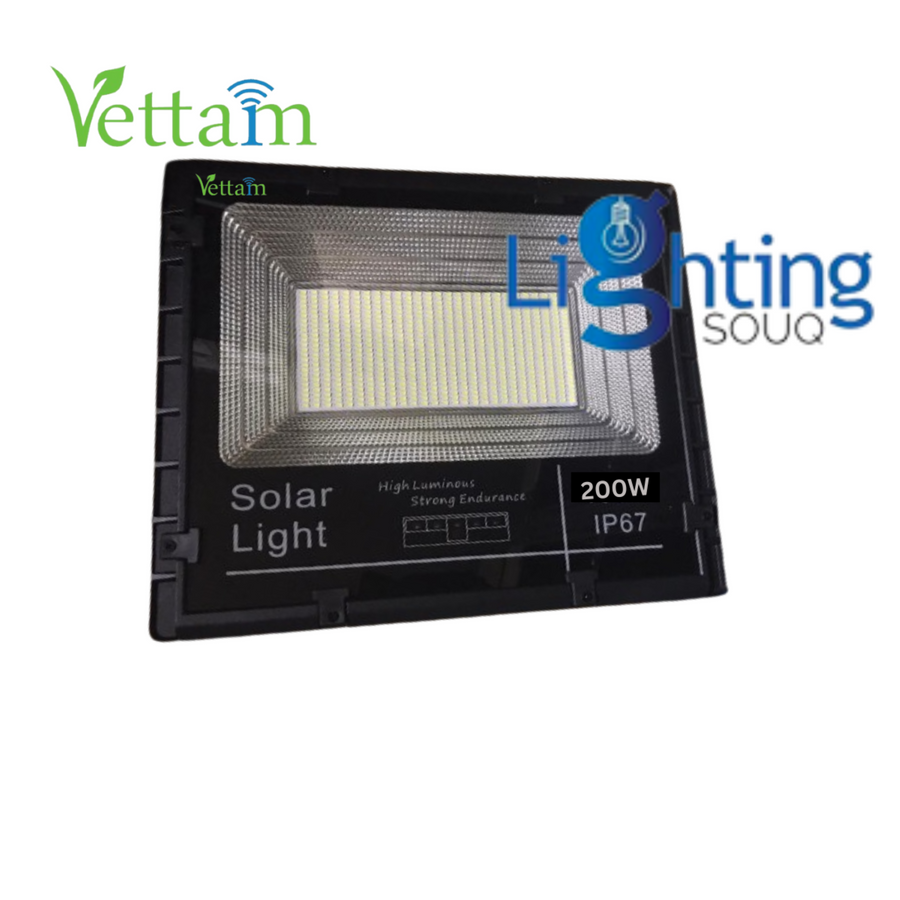 Vettam Solar LED Flood Light 200W, Polycrystalline Panel, Outdoor Security