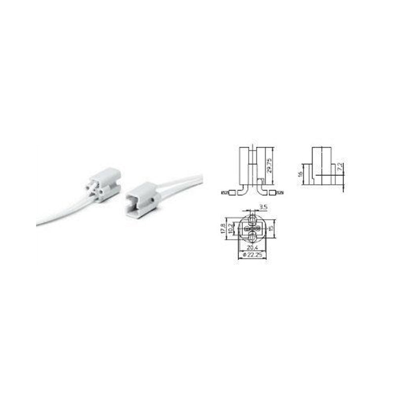 VS G8.5 Ceramic Lamp Holder with 300mm Wire, for Gas-Discharge Lamps