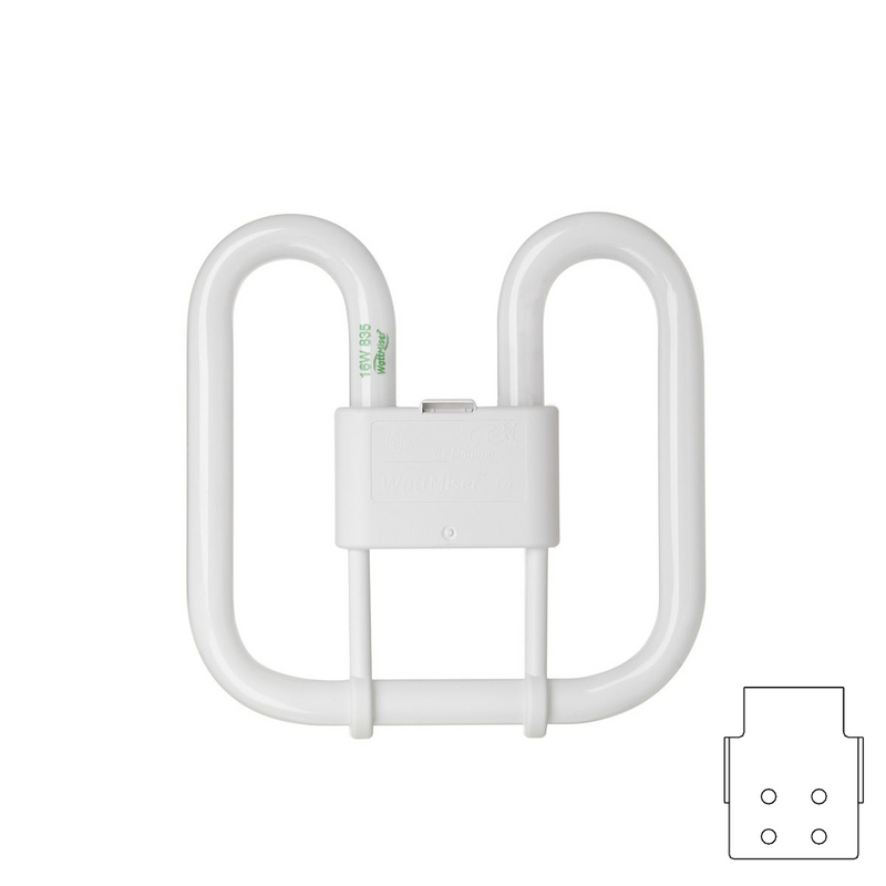 GE 2D Lamp 16W 840 GR10q, 4000K Cool White, 4-Pin, Square 2D Compact Fluorescent