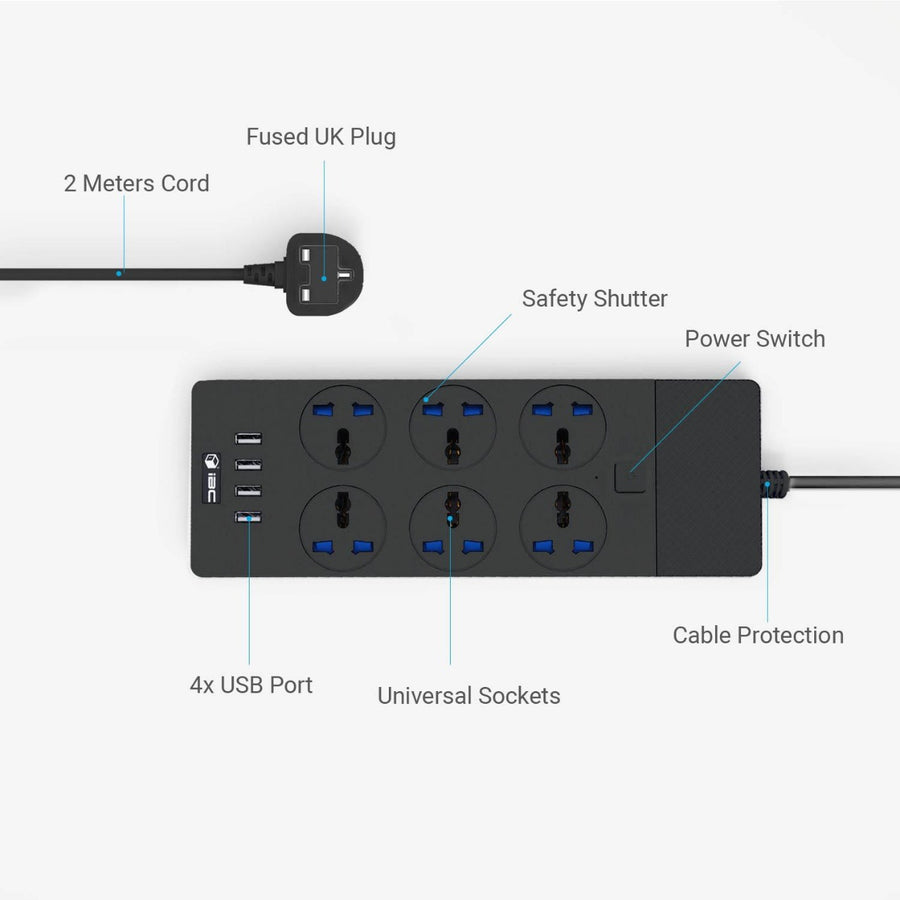 Wink WiFi Smart Power Strip 6-Way with 4 USB, App and Voice Control, Surge Protector