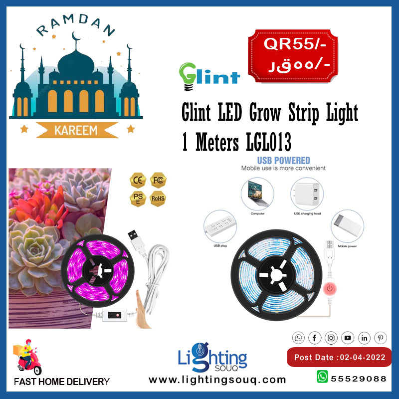 Glint LED Grow Strip Light 1 Meter, Full-Spectrum Plant Growing Strip