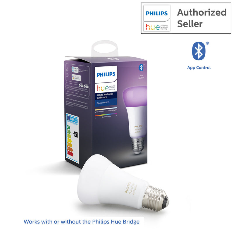 Philips Hue White and Colour Ambiance 9W A60 E27, RGB Smart Bulb
