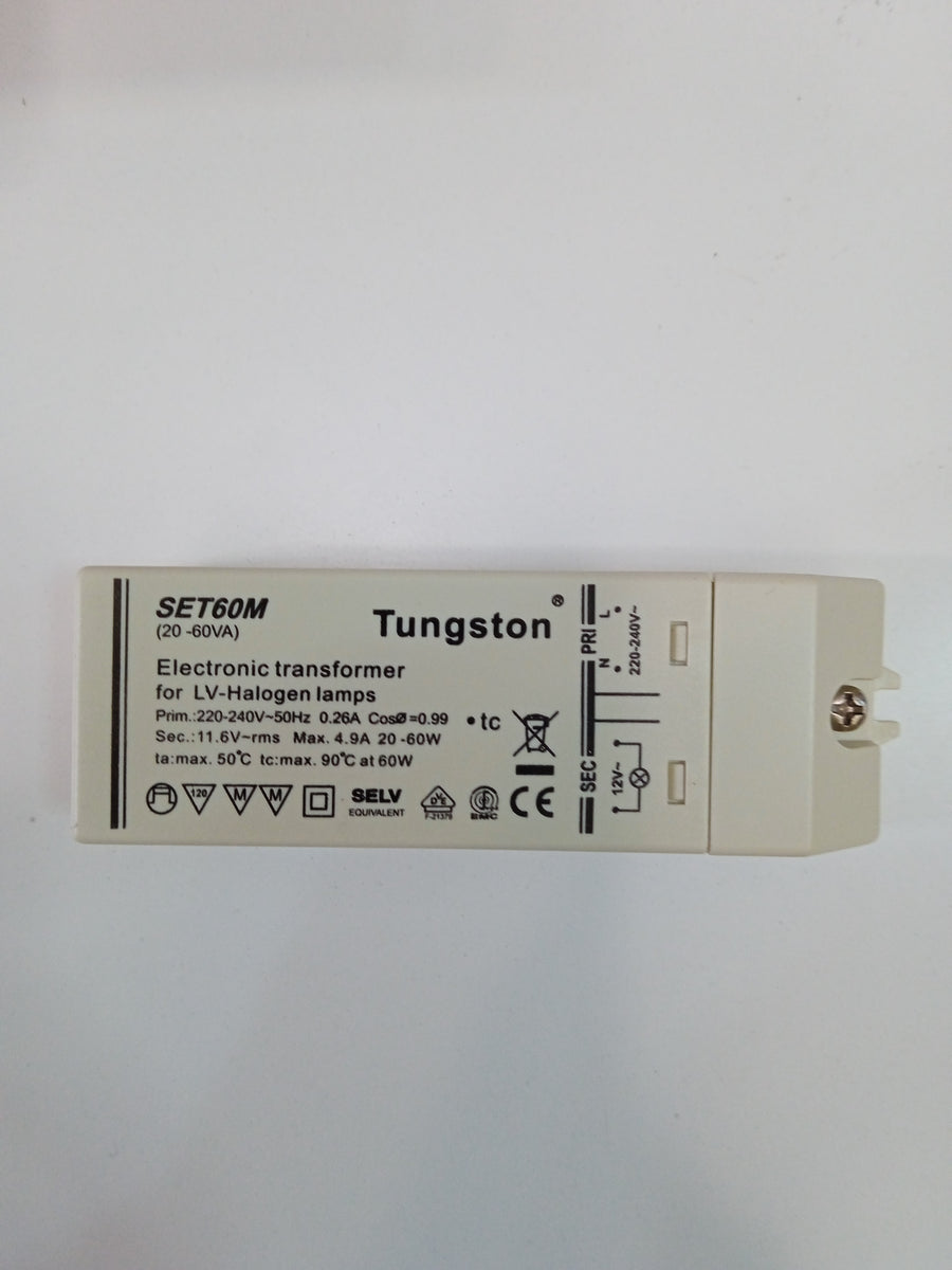 Tungsram Electronic Transformer 60W 220-240V, 12V Output, for Low-Voltage Halogen Lamps