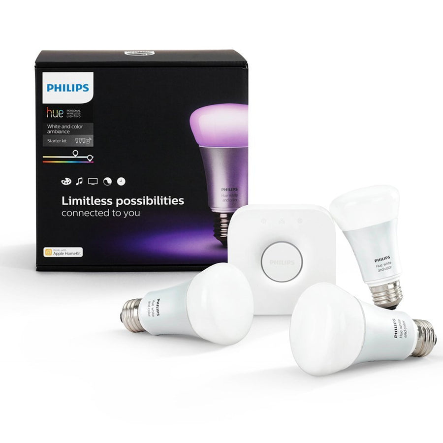 Philips Hue White Ambiance Starter Kit A60, Tunable White E27 Smart Bulbs with Bridge