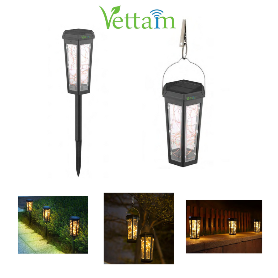 Vettam Solar Hanging Decorative Garden Light, Warm and Colour LEDs, Auto On/Off
