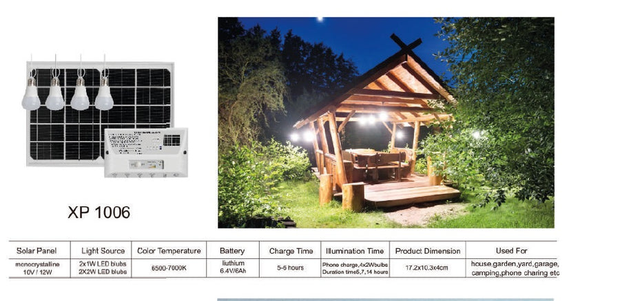 Vettam XP1006 12W Solar Lighting System
