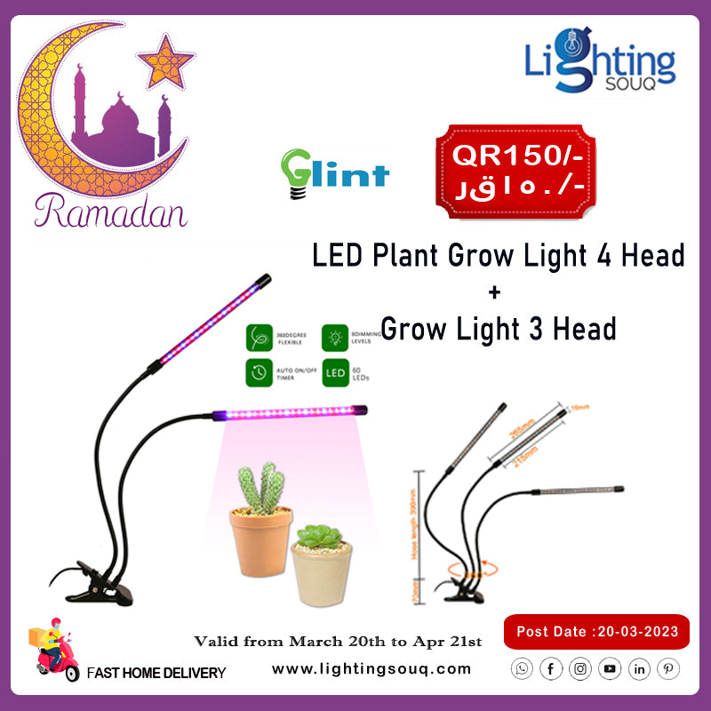 Glint LED Table Grow Light 2 Head Plus 3 Head